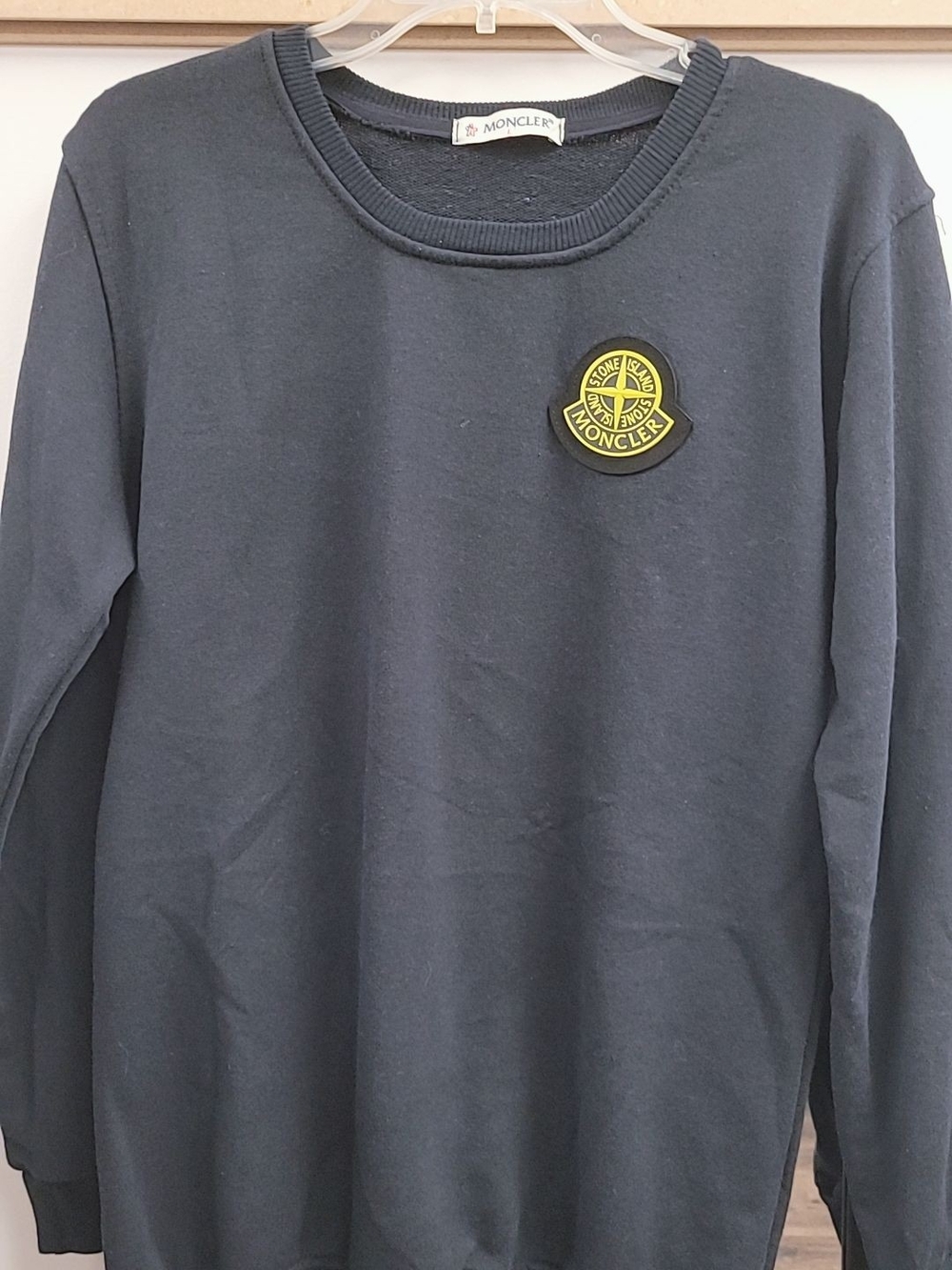 Moncler Navy Sweatshirt with Yellow Logo Patch